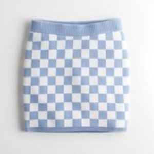 Hollister Checkered Sweater Knit Mini Skirt Size S